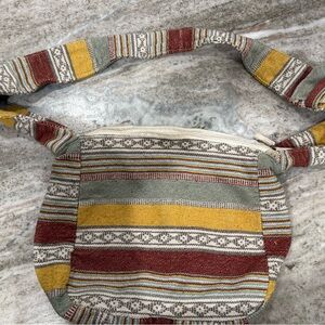 Earthbound Trading Co Striped Boho Crossbody Bag Mustard Rust Woven Hippie Purse